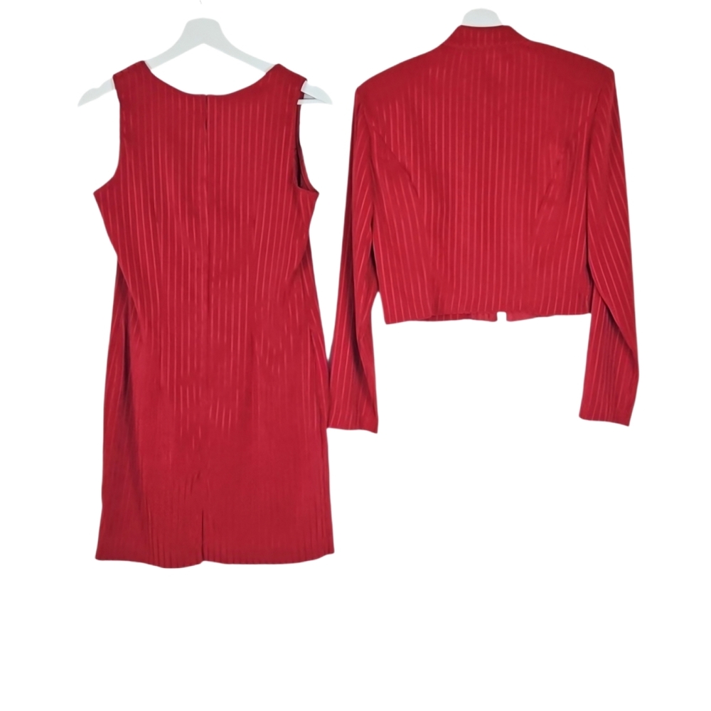 Vintage Red Dress & Longsleeve Dinner Jacket Matching Set - Picture 4 of 6